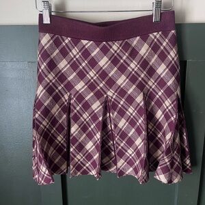 Plaid burgundy and Cream Women's Skirt